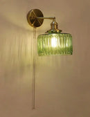 GobekUsa Art Deco LED Wall Lamp with Pull Switch, Nordic Design, Glass Interior Wall Light