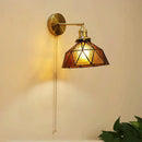 GobekUsa Art Deco LED Wall Lamp with Pull Switch, Nordic Design, Glass Interior Wall Light
