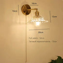GobekUsa Art Deco LED Wall Lamp with Pull Switch, Nordic Design, Glass Interior Wall Light