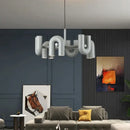 GobekUsa Art Deco Metal Chandelier in Black, Orange, and Gray - Adjustable Cord - Dining Room, Foyer, Bedroom Lighting