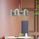 GobekUsa Art Deco Metal Chandelier in Black, Orange, and Gray - Adjustable Cord - Dining Room, Foyer, Bedroom Lighting
