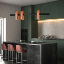 GobekUsa Art Deco Metal Chandelier in Orange Blue Gray Black for Home and Business