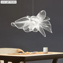GobekUsa White Tulle-Like Floral Chandelier LED Cafe Light Fixture
