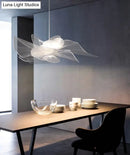 GobekUsa White Tulle-Like Floral Chandelier LED Cafe Light Fixture