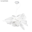 GobekUsa White Tulle-Like Floral Chandelier LED Cafe Light Fixture