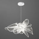 GobekUsa White Tulle-Like Floral Chandelier LED Cafe Light Fixture