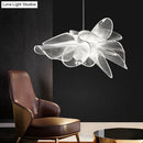 GobekUsa White Tulle-Like Floral Chandelier LED Cafe Light Fixture