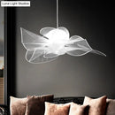 GobekUsa White Tulle-Like Floral Chandelier LED Cafe Light Fixture