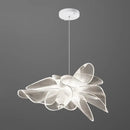 GobekUsa White Tulle-Like Floral Chandelier LED Cafe Light Fixture