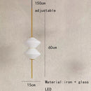 Art Deco White Glass Pendant Light With Gold Metal Wire