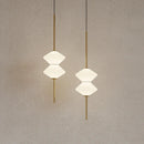 Art Deco White Glass Pendant Light With Gold Metal Wire