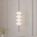 Art Deco White Glass Pendant Light With Gold Metal Wire