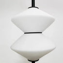 Art Deco White Glass Pendant Light With Gold Metal Wire