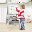 3-in-1 Art Easel for Kids with Magnetic Chalkboard and Whiteboard-Gray by LJGDeals