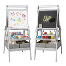 3-in-1 Art Easel for Kids with Magnetic Chalkboard and Whiteboard-Gray by LJGDeals