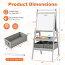3-in-1 Art Easel for Kids with Magnetic Chalkboard and Whiteboard-Gray by LJGDeals