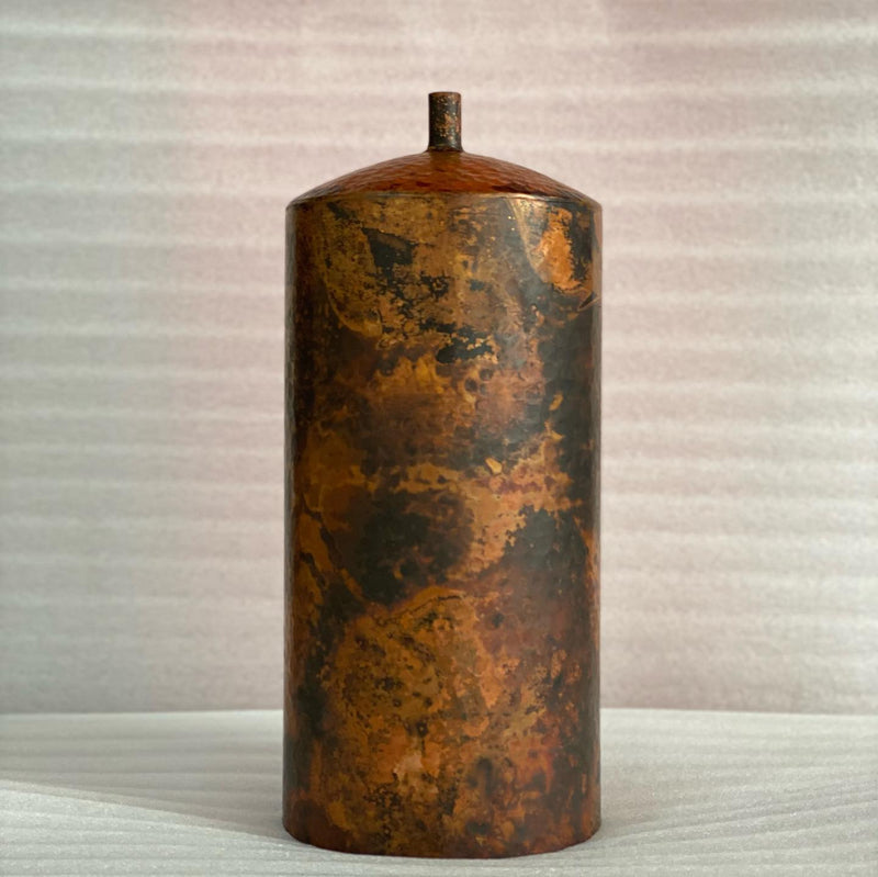 Rustic Aged Copper Cylinder Pendant Light - Zevi