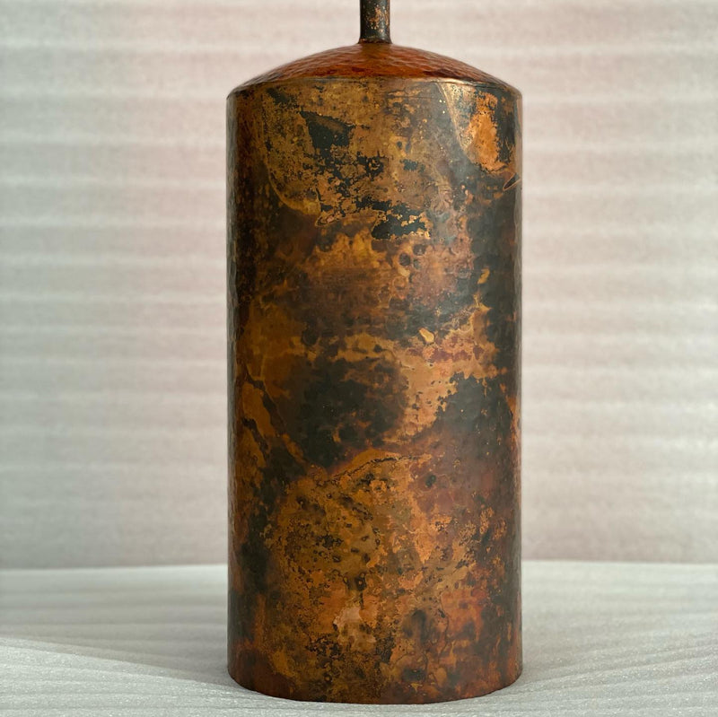 Rustic Aged Copper Cylinder Pendant Light - Zevi