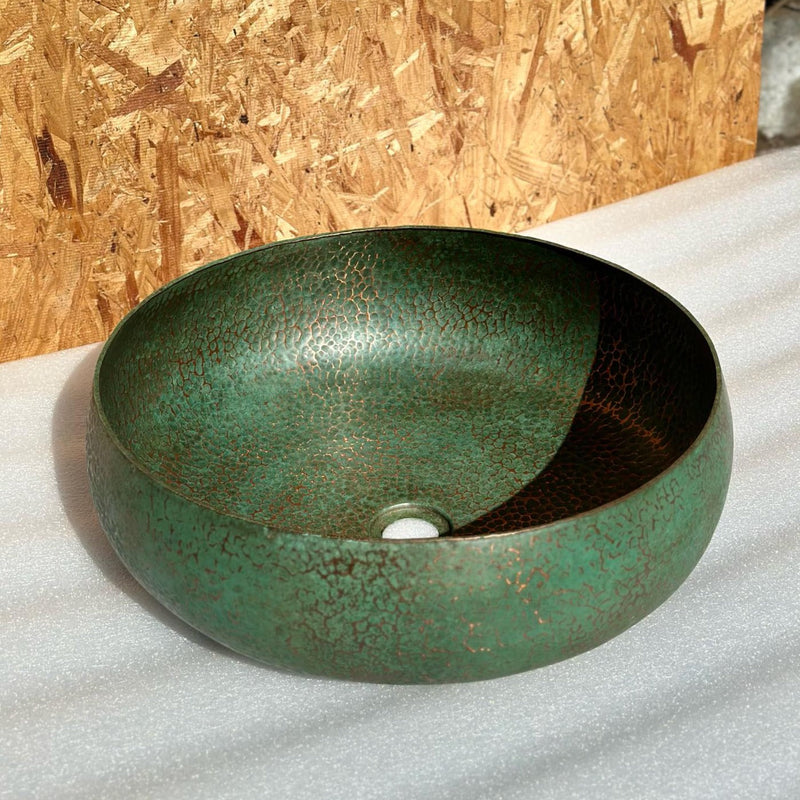 Green Washbasin - Oxidized Copper Bathroom Sink - Athea