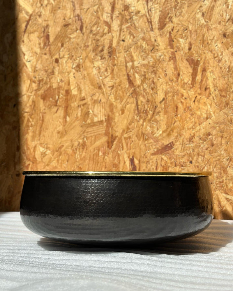 Handcrafted Brass Vessel Sink - Black Round Bathroom Sink Nya