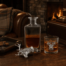 Elk / Deer Bust Decanter Set with Glasses by Arthur Court Designs