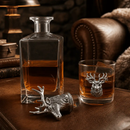 Elk / Deer Bust Decanter Set with Glasses by Arthur Court Designs