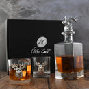 Elk / Deer Bust Decanter Set with Glasses by Arthur Court Designs