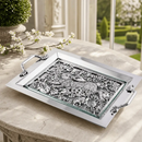 Running Rabbit Glass Top Serving Tray by Arthur Court Designs
