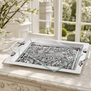 Running Rabbit Glass Top Serving Tray by Arthur Court Designs
