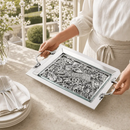 Running Rabbit Glass Top Serving Tray by Arthur Court Designs