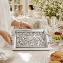 Running Rabbit Glass Top Serving Tray by Arthur Court Designs