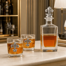 Fleur-de-lis Decanter Set with Glasses by Arthur Court Designs