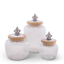 Fleur De Lis Knob Glass Canisters