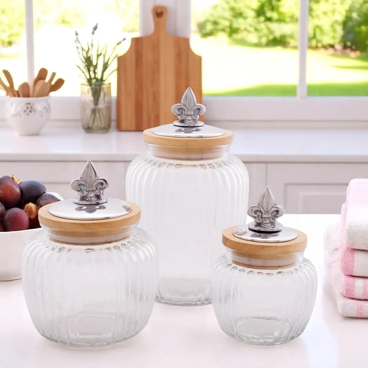 Fleur De Lis Knob Glass Canisters, photo 2 of 10