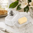 Glass Butter Dish - Magnolia by Arthur Court Designs