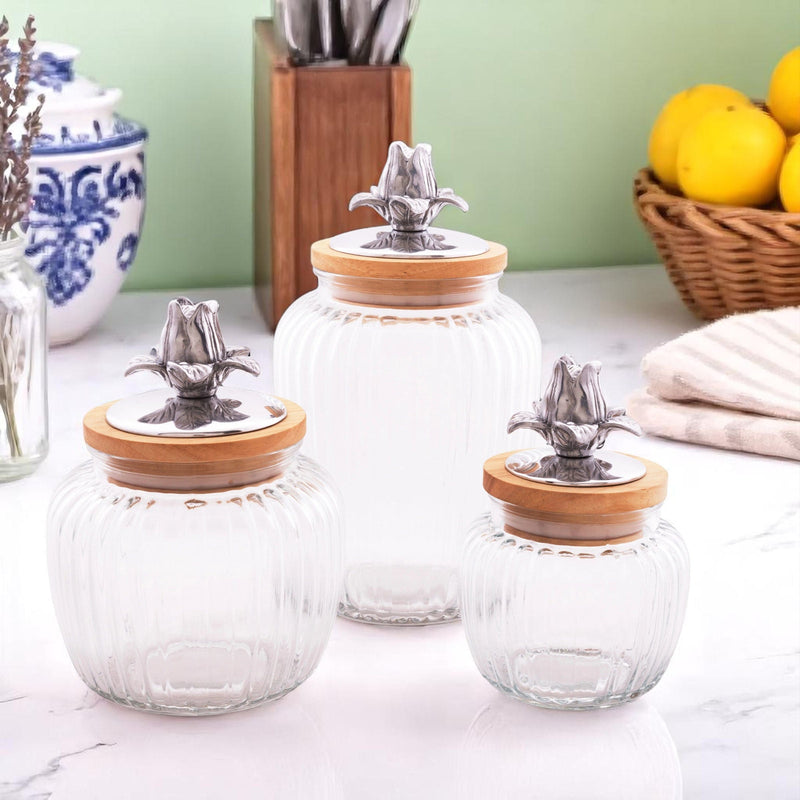 Magnolia Knob Glass Canisters