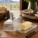 Glass Butter Dish - Concho by Arthur Court Designs