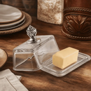 Glass Butter Dish - Concho by Arthur Court Designs