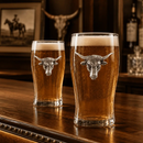 Longhorn Beer Pint Glasses - Set of 4 by Arthur Court Designs