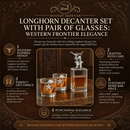 Longhorn Decanter Set with Pair of Glasses by Arthur Court Designs