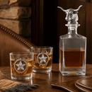Longhorn Decanter Set with Pair of Glasses by Arthur Court Designs