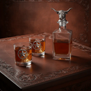 Longhorn Decanter Set with Pair of Glasses by Arthur Court Designs