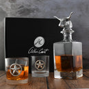Longhorn Decanter Set with Pair of Glasses by Arthur Court Designs