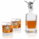 Longhorn Decanter Set with Pair of Glasses by Arthur Court Designs