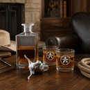 Longhorn Decanter Set with Pair of Glasses by Arthur Court Designs