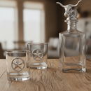 Longhorn Decanter Set with Pair of Glasses by Arthur Court Designs