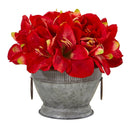 10” Amaryllis Arrangement in Bowl with Copper Trimming