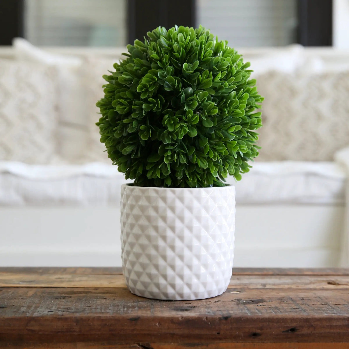 10" Artificial Boxwood Topiary Plant with Decorative Planter, photo 2 of 5