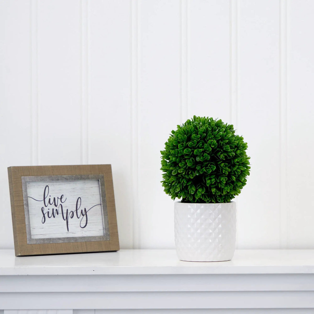 10" Artificial Boxwood Topiary Plant with Decorative Planter, photo 5 of 5