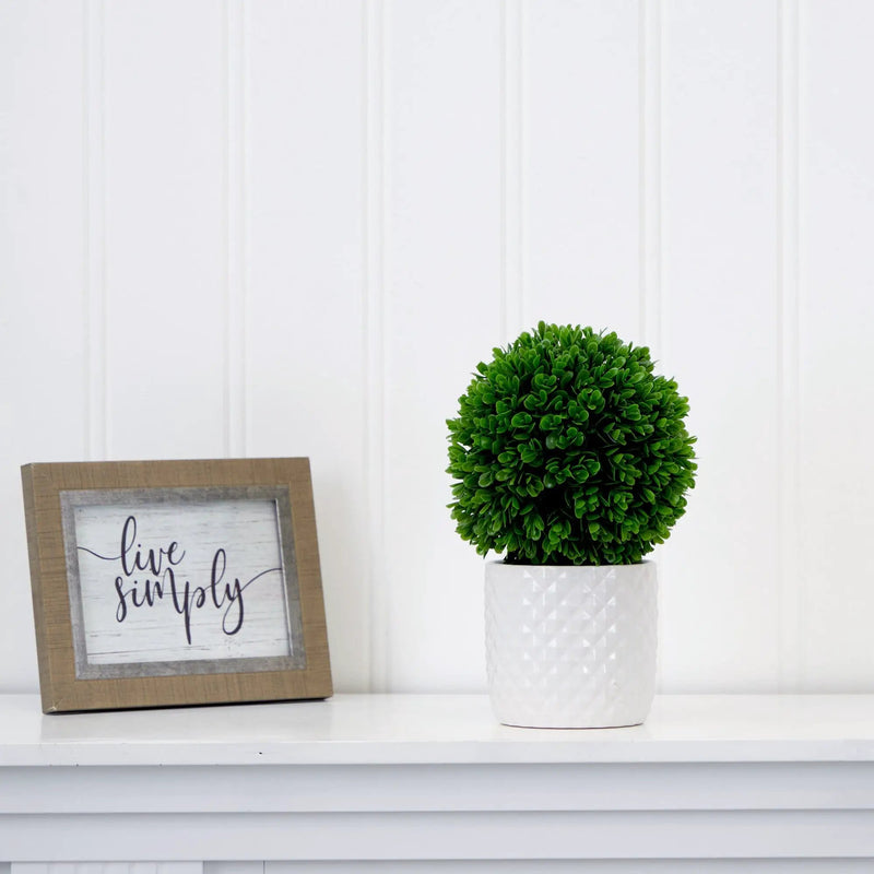 10" Artificial Boxwood Topiary Plant with Decorative Planter, photo 5 of 5